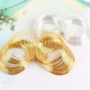 Memory Steel Wire Bracelet 60mm DIY Handmade Beaded Ring Choker Jewelry Accessory Gold & Silver Options Adjustable Cuff