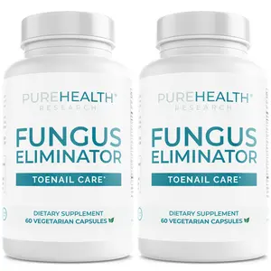 PureHealth Research Fungus Eliminator – Support for Clearer, Healthier Toenails – Internal Toenail Fungus Support with Wormwood & Caprylic Acid – Targets Yellow, Brittle Nails from Within – 2 Bottle Bundle (60 Day Supply)
