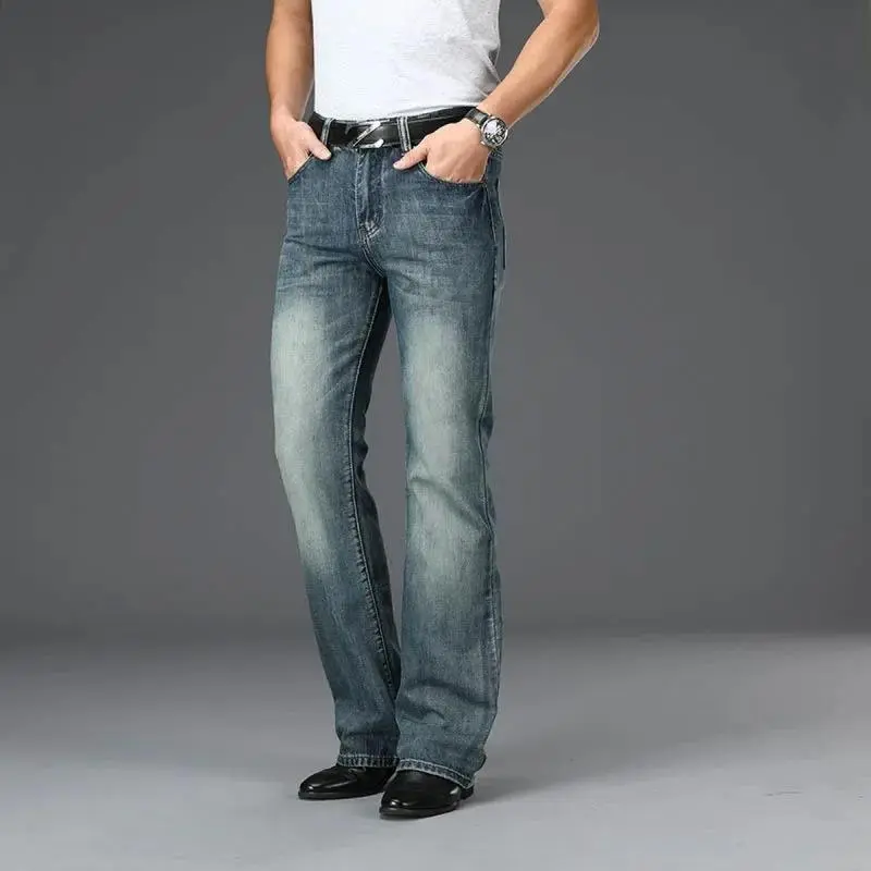 FlaredJeansBootsComfortableMicro-slimClassicLooseCasualBlueandBlackTrousersMen'sSolidColorWorkoutPantsElasticSkinnyLeatherMotorcyclePantsDenimFashionBritishStyleFullLengthMenswearStraightZipperBeigePlain