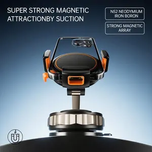 Magnetic Car Phone Holder Stand, Adjustable Car Phone Mount for Magsafe with Suction Cup & Swivel Lock, Foldable Phone Holders for Your Car, Cell Phone Car Mount for iPhone & Android