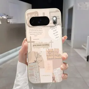 Rounded Edge TPU Phone Case for Google Pixel 10Pro XL 9A 8 7 Divine Plan Prayer Pattern Drop Protection Shockproof Soft Liquid Silicone Smartphone Cover