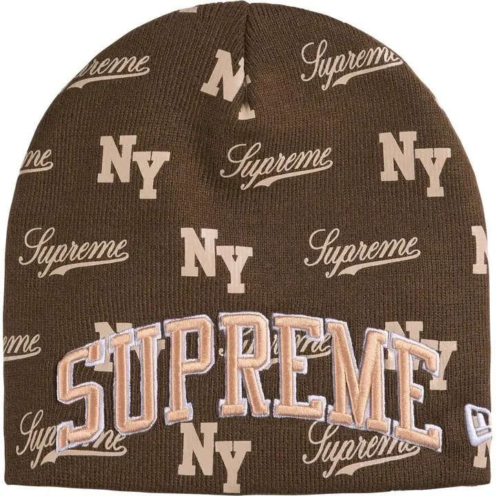 Supreme New Era Monogram Beanie 'Brown'