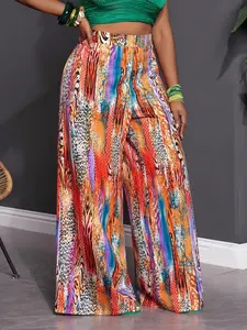 【Plus Size】 All Over Print Wide Leg Pants, Casual Bohemian Trousers, Boho Fashion Trousers, Casual Comfy Trousers for Daily Wear, Women's Bottoms for All Seasons, Womenswear