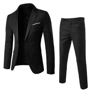 Men's Suit Two-Piece Business Professional Formal Wear Korean Style Slim Fit Groomsman Bridegroom Wedding Suit