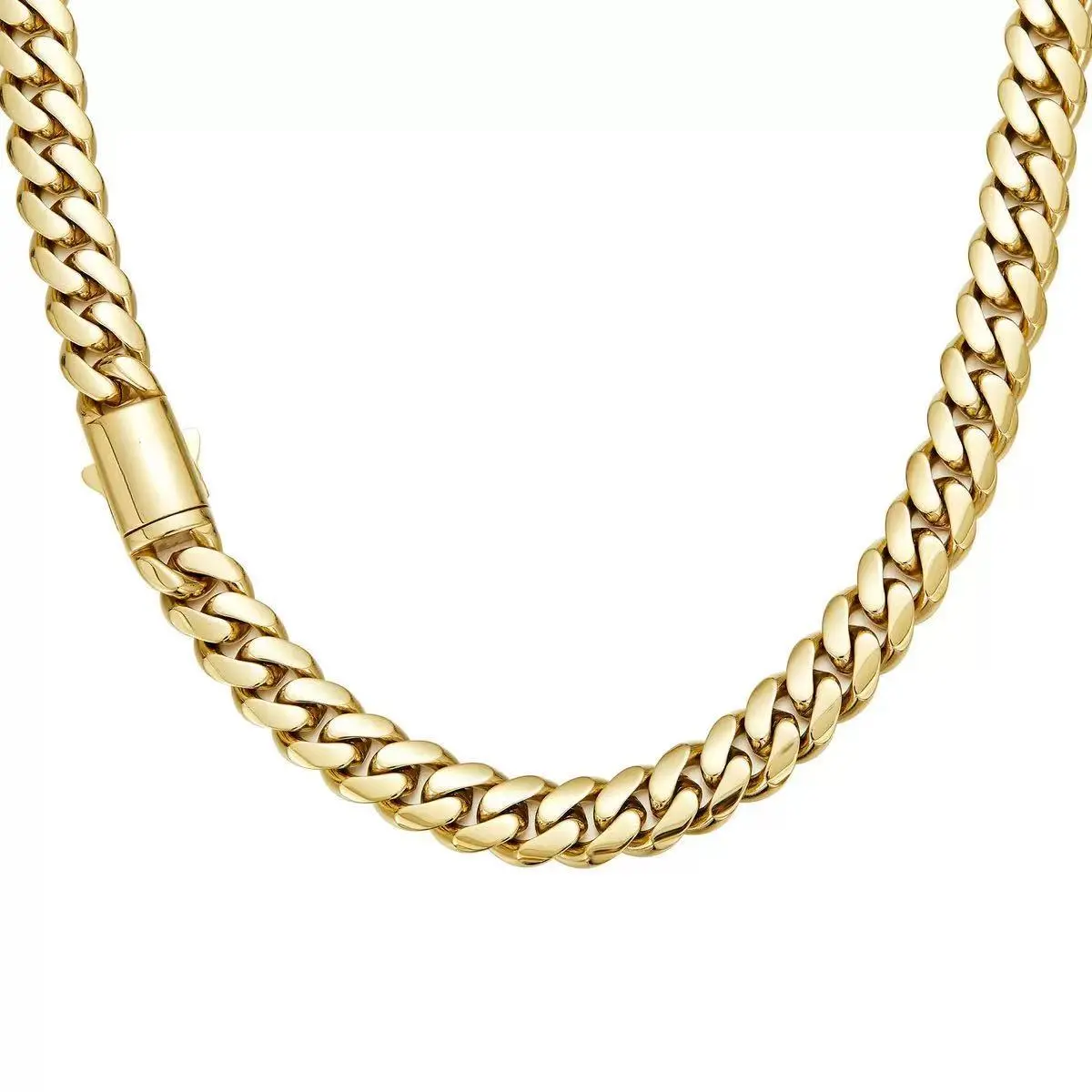 14K gold-plated Cuban necklace/bracelet Brand new "S" logo design |     The latest electroplating gold-plating process for rust prevention |     Miami hip-hop style fashion items |     The best gift for men and women |     Couples' style |     6mm/8mm/10m