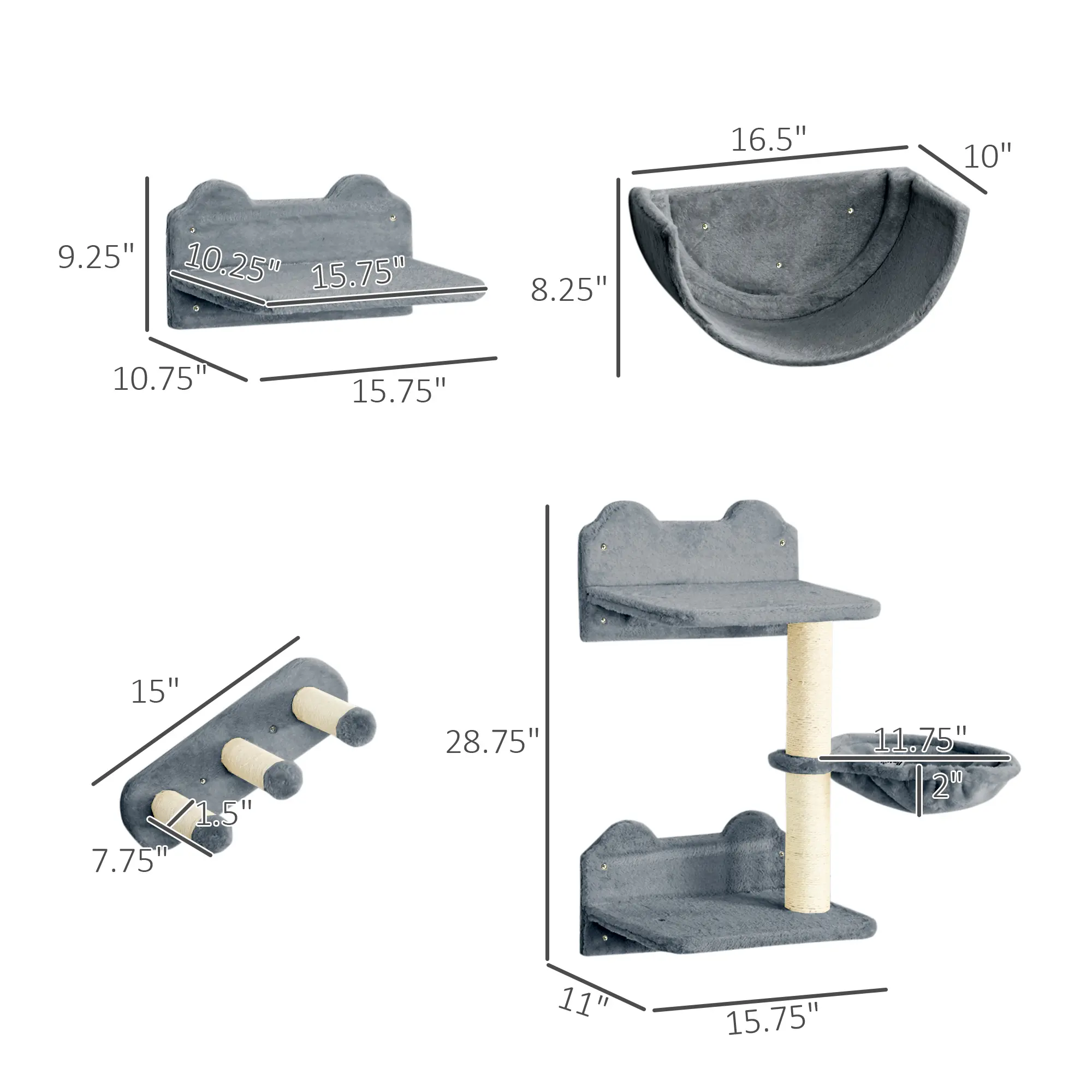 Gray 4-Piece Cat Set