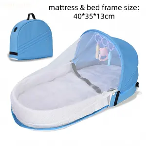 Portable Baby Crib, Foldable Mommy Bag Diaper Bag with Mosquito Net and Toy Baby Lounger mattress