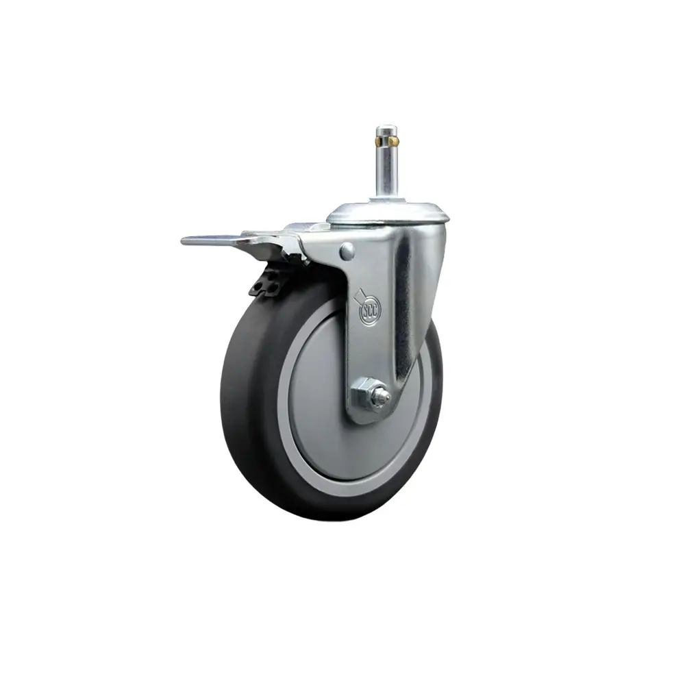 Service Caster Series No.20 RUB-SCC-GRTTL20S514-TPRB-716138, Rubbermaid Mobile Shelf Truck Replacement Swivel Type Caster - 5" Diameter, 1-1/4" Wide, Thermoplastic, Total Lock Brake, 300 lbs Capacity