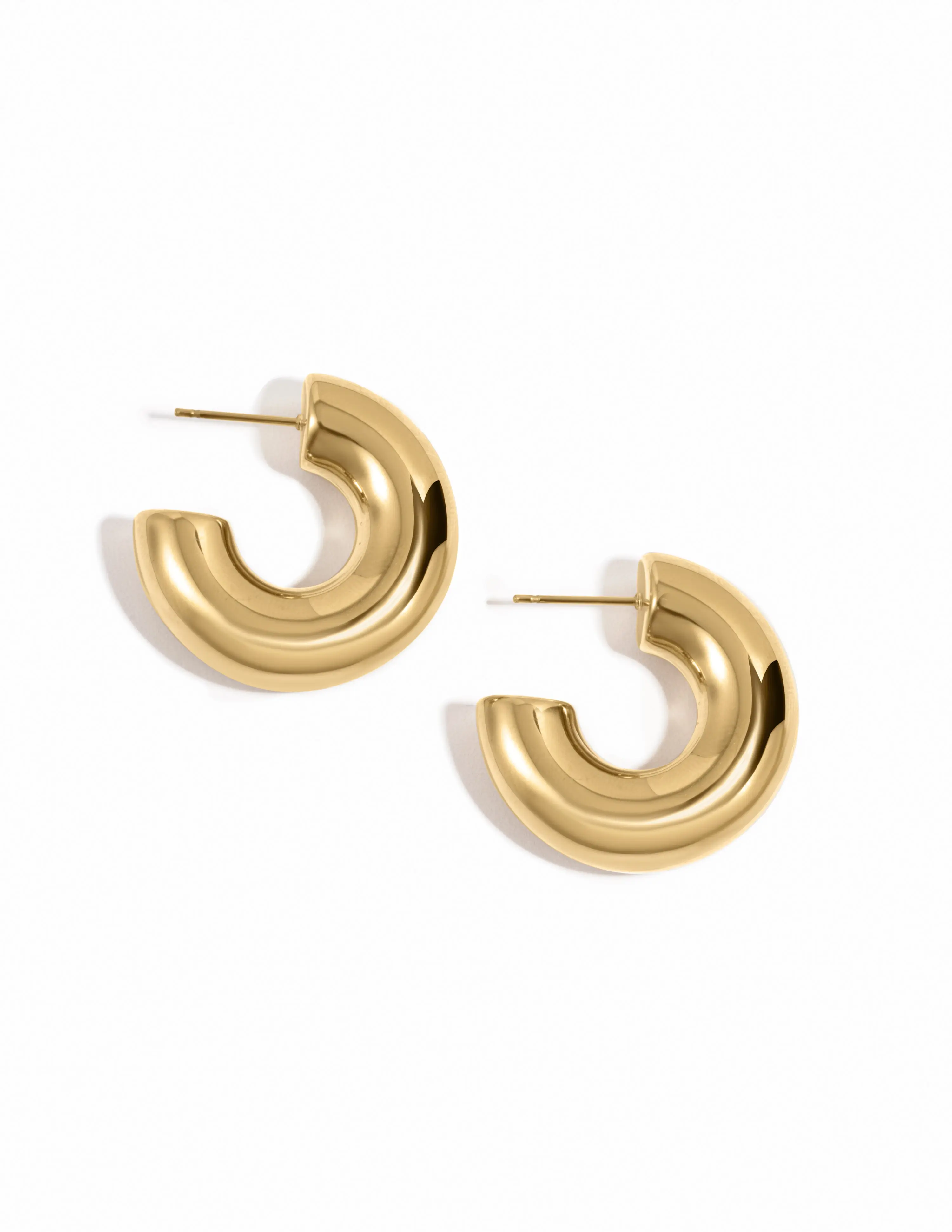 Women's Sami Jewels Riley Open Tube Hoops - 18K Gold PVD Coated Premium Stainless Steel, Gold Aesthetic, Waterproof, Tarnish-Resistant Female Everyday Wear Bold Look Earrings