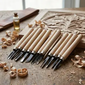 High-Carbon Steel Wood Chisel Set for Precision Carving & DIY Home Decor, Rust-Resistant Tools with Ergonomic Handle, Portable Kit for Fine Woodcraft and Handmade Projects, Woodworking Tools
