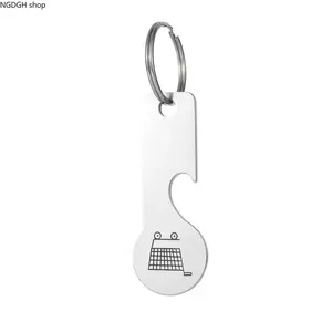Hockey Bottle Opener Keychain - Trendy Stainless Steel Ice Hockey Net Key Ring with Built-in Bottle Opener, Durable Polished Silver Design, Perfect for Hockey Fans Keys Car Beer Party & Everyday Carry