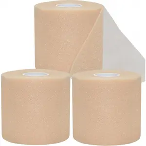 Pre Wrap Tape Athletic,3 Rolls X 22 Yards Beige Prewrap Headbands for Hair,Foam Underwrap Sports Wrap-USA