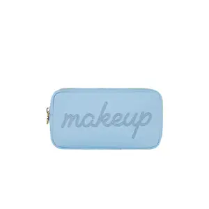 Stoney Clover Lane Periwinkle Makeup Embroidered Small Pouch in Periwinkle