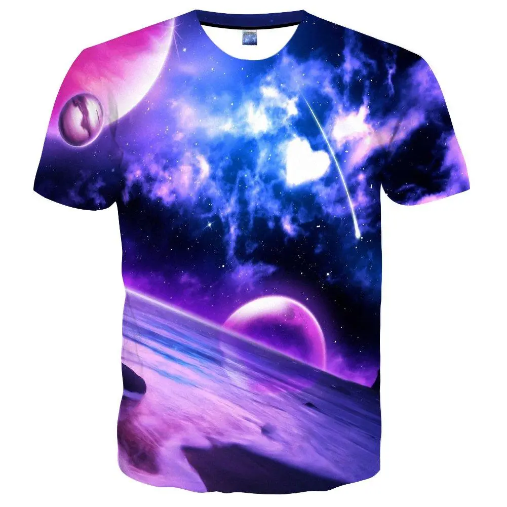 Women's Vivid All-Over Galaxy Print Short-Sleeve T-Shirt - Unisex Streetwear Casual Top in Soft Breathable Fabric for Daily Wear, Shortsleeve, Tops, All Over Print, Tee, Full Body Print