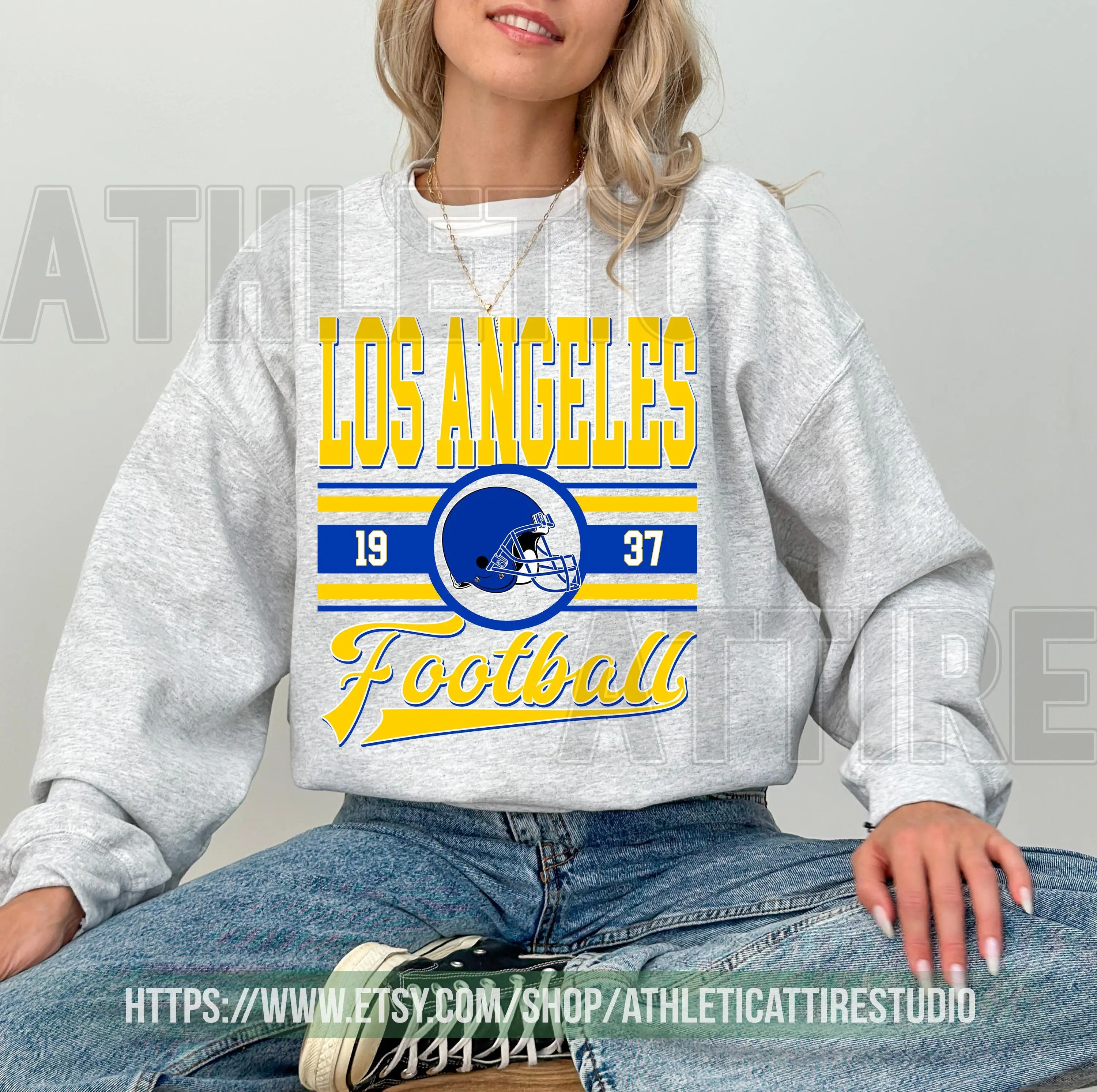 [Sale Up To 50%] Los Angeles Football Vintage Crewneck Sweatshirt, Game Day Pullover, Ram 90s Style Football Crew, Ram Fan Gift, Gift For Fan, Trendy USA Cotton Fabric