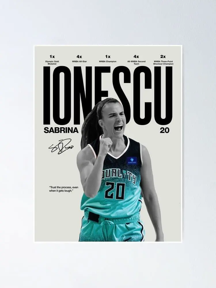 Sabrina Ionescu Poster, WNBA Basketball Wall Art, New York Liberty, Sports Art Print Poster( Unframed - Print Only )