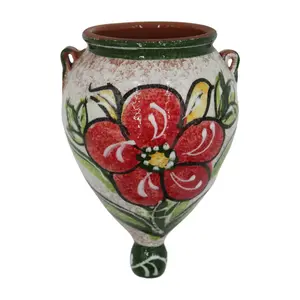 Wall Planter - Spanish Orza (Green Design) - Hand Painted in Spain