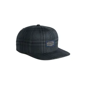 Plaid Flat Brim Hat Black Shadow Plaid