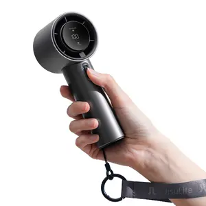 JISULIFE Portable Handheld Fan,Speed(1-100) Adjustable Turbo Mini Fan,5000mAh Battery Rechargeable Personal Fan with Metal Body,Digital Display,Gifts for Women Men Travel/Camping/Outdoor-Grey