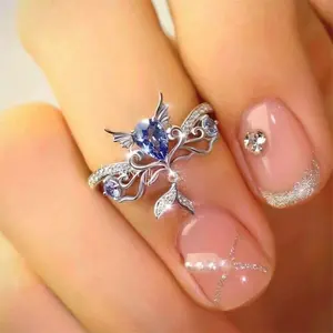 2025 Game Love and Deepspace Rafayel Qi Yu Cosplay Rings Unisex Adjustable Opening Fish Tail Pendant Ring Jewelry Accessories