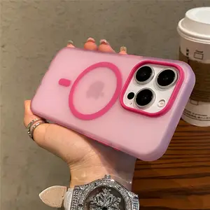 Matte Candy Magnetic Wireless Charge Transparent Case For iPhone 16 15 Pro Max 14 Plus 13 12 For Magsafe Shockproof Hard Cover