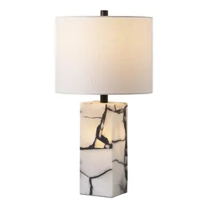 Elizabeth 24.25" Contemporary Coastal Alabaster LED Table Lamp with Body Night Light