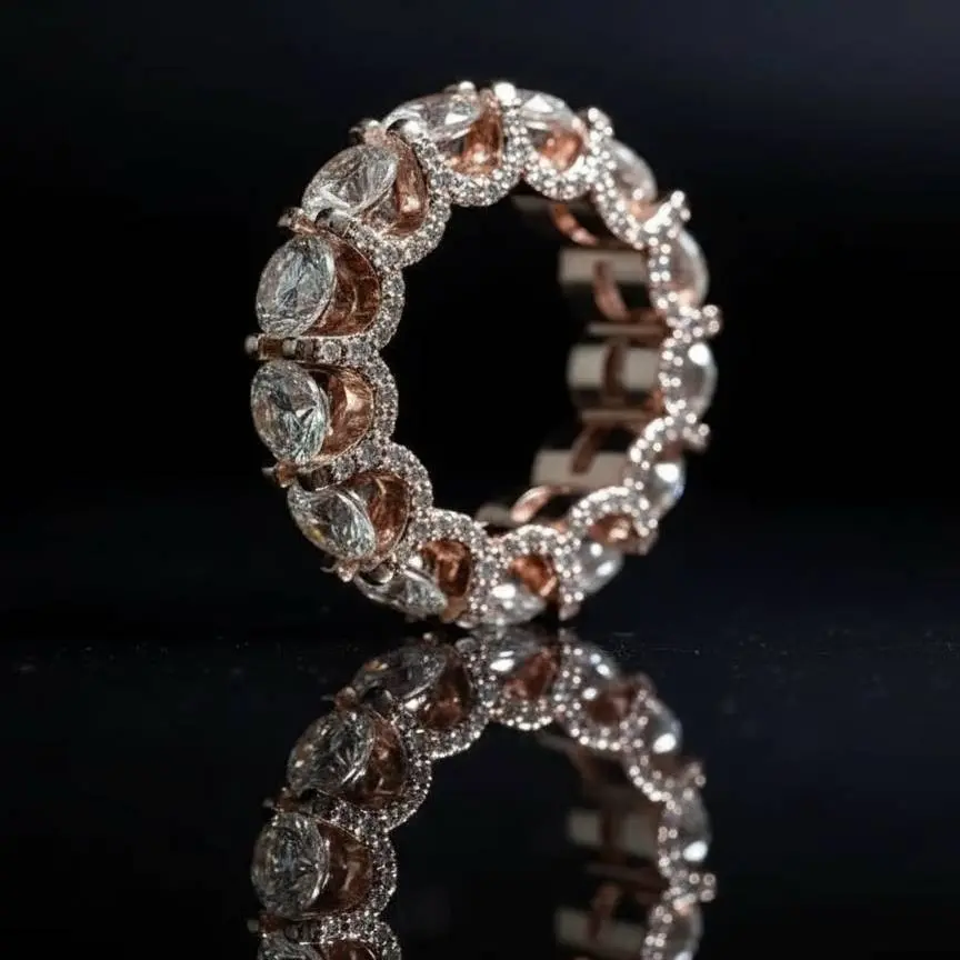 Infinity Set Ring 925 Silver VVS D Moissanite Stone GRA Certified Rose Gold Silver Men's Women's Luxury Ring