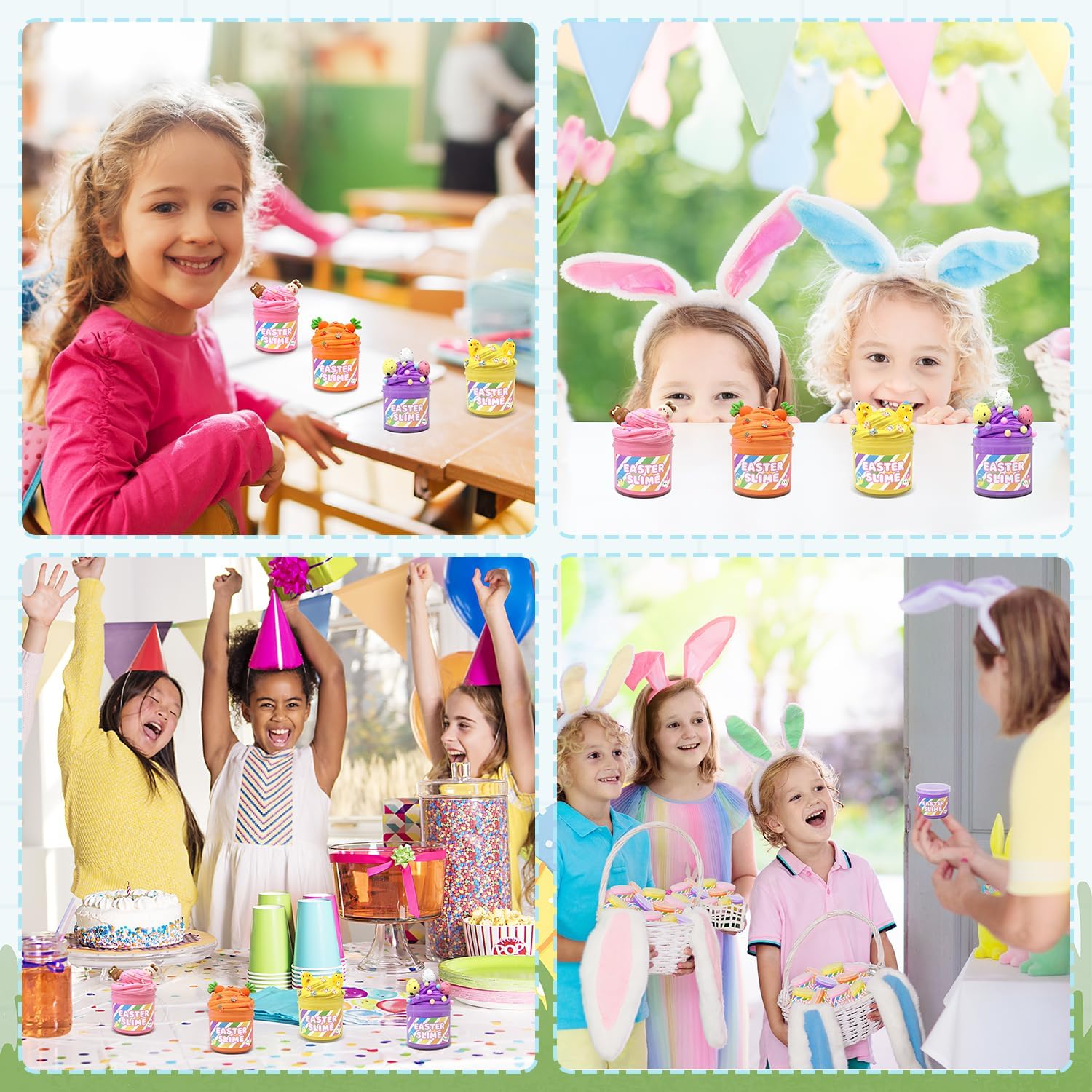 Easter Basket Stuffers for Kids 4 Pack – Easter Slime with Charms, Party Favors & Non-Candy Treats for Girls & Boys 8-12 – Goodie Bag Fillers & Easter Gifts