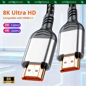 UNIQNOVA 8K HDMI 2.1 Cable Ultra HD High-Speed HDMI Cable,Nylon Braided Cable,8K-4K 120Hz-240Hz Audio Video Cable with Multiple Shielding,HDCP 2.2&2.3, Dynamic HDR 10 Dolby Compatible with PS5/Blu-ray/Roku TV/PC/Switch 2/Mac mini