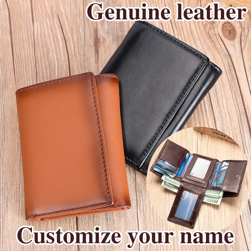 NIUCUNZH Genuine Leather Men's Bifold RFID Blocking Wallet - Retro Handmade Look, Large Capacity, Ample Card Slots, Cash Compartment, Ideal for Husband, Everyday Carry, Casual Wear (Leather RFID Wallets for Men), Rfid Blocking Bifold
