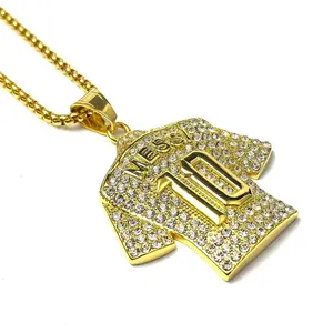 Iced Out Cubic Zirconia Number Necklace Hip Hop Football Jersey Style Sports Fan Jewelry Gift For Men Women