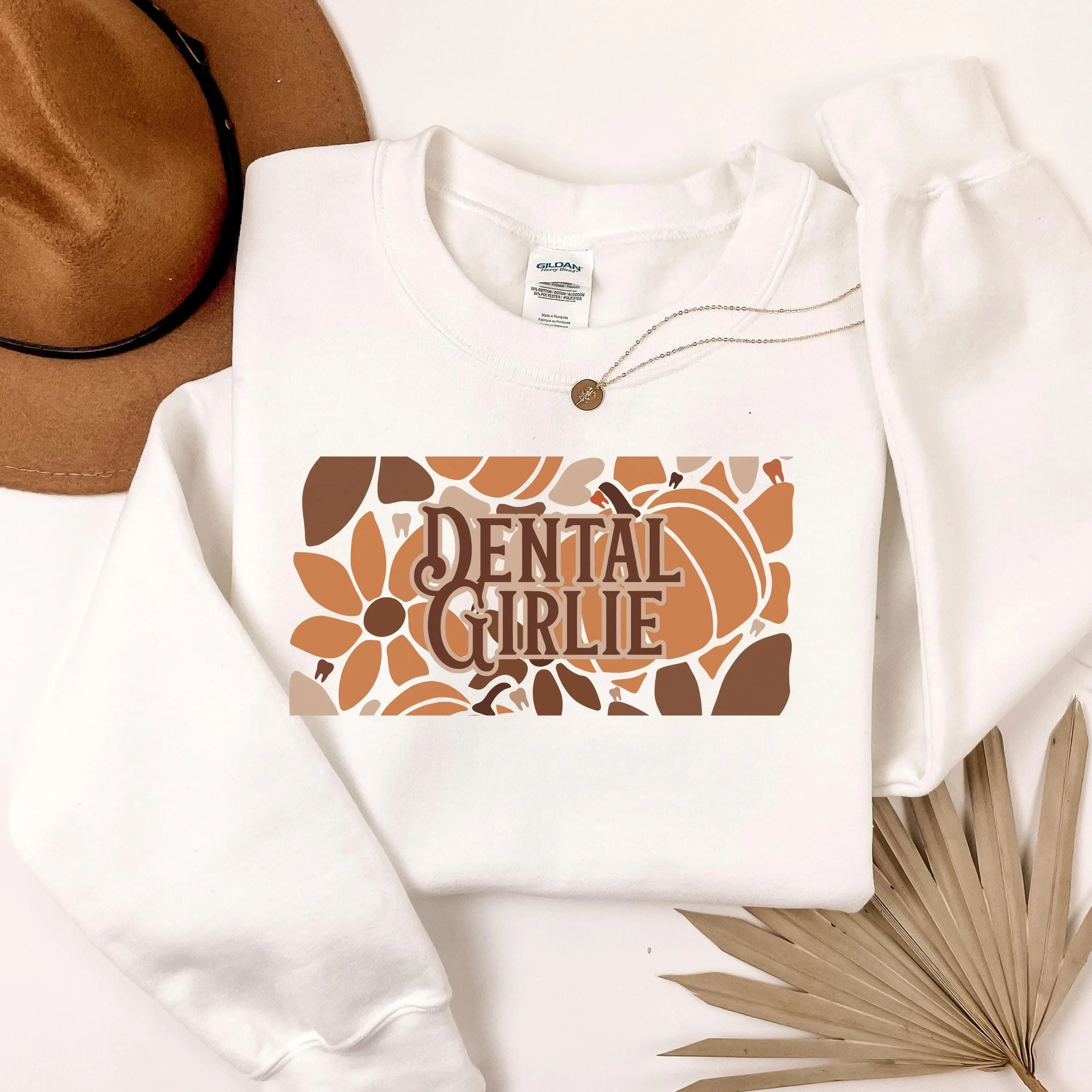 Fall Dentist Office Staff Sweatshirt – Cute Dental Gift for Dentist Team – Dentist Shirt for Dental Assistant, Dental Hygienist & Receptionist Cotton Sleeve
