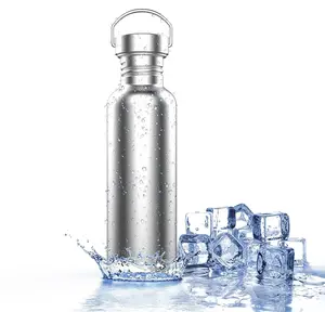 Triple Tree 26 Oz Silver 304 Stainless Steel Water Bottle with Wide Mouth & Screw Cap Portable BPA-Free Leak-Proof Drinkware