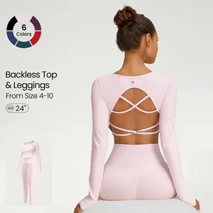 GLOWMODE Lace-up Blackless Crop Top & 24" Crossover leggings