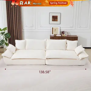 QAK 138" Oversized Modular Cloud Giant Sofa Sectional Couch with Deep Seats Wide Armrests Multiple Pillows Boneless Couches Sofas Loveseat for Living Room Bedroom Apartment Soft Plush