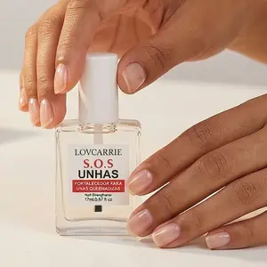 LOVCARRIE 'S.O.S UNHAS Fortalecedor Para Unas Quebradizas' Transparent Nail Strengthener 17ml, Clear Formula for Weak Brittle Nails,Nourish & Build Resilient Strong-Looking Nails, Essential Nail Care Oil, Nail Hardener, Manicure & Nail Art Top Coat