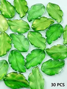 30pcs Leaf Shape Crystal Glass Spacer Beads, Cute Colorful Jewelry Making Supplies, DIY Bracelet Necklace Earrings Keychain Wind Chime Sun Catcher, Diy Beading Accessories