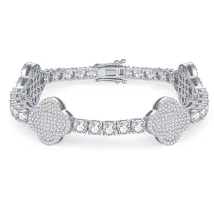 925 Silver Vvs Moissanite 3mm Clover Style Tennis Bracelet