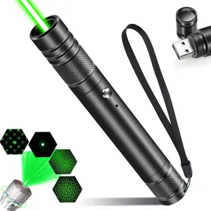 Rechargeable Green Laser PointerCat Toy Interactive Pet Chaser with USB Charging Long Range Safe for Indoor Outdoor Play for Cats Kitten Exercise