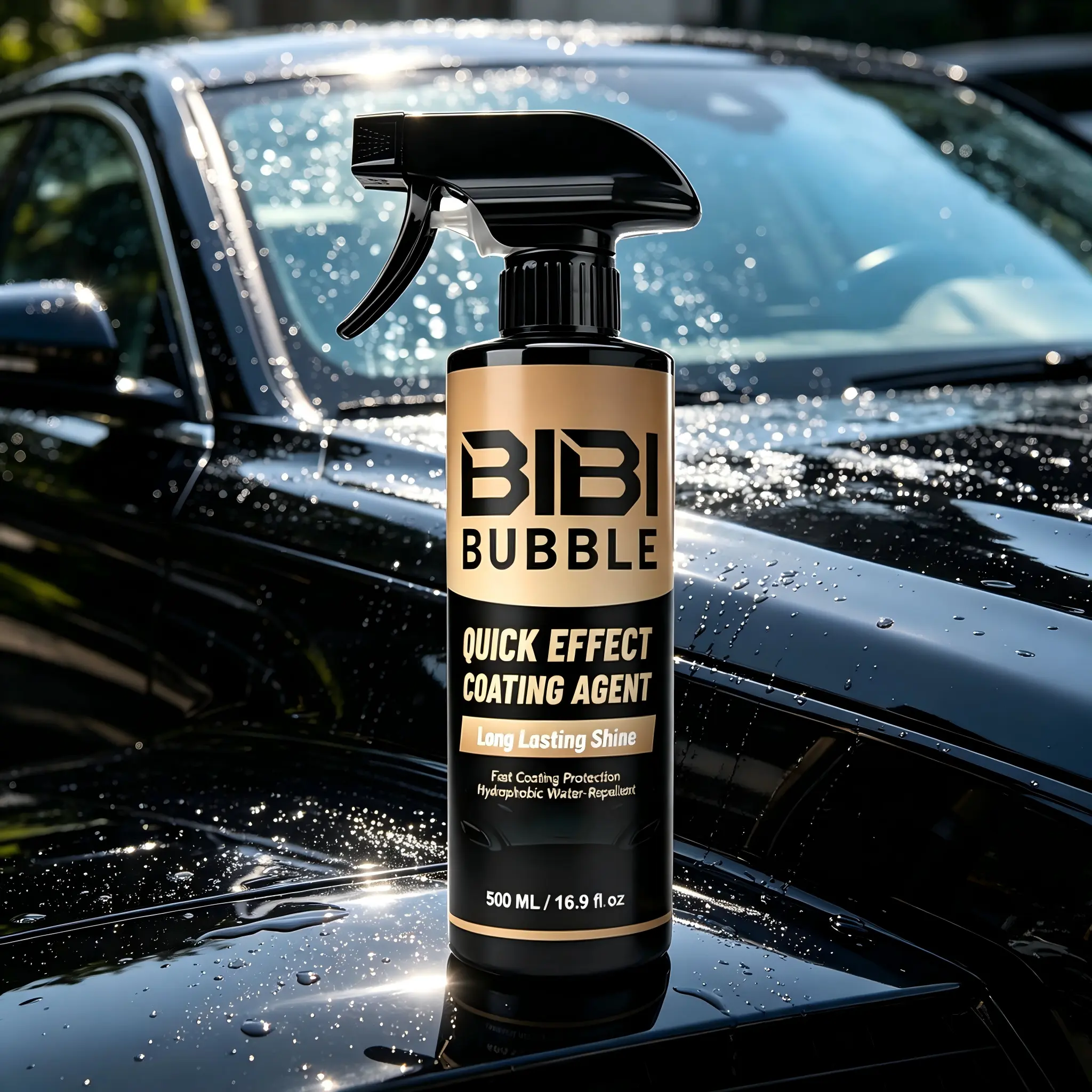 500ML Car Ceramic Coating Spray Bottle – Quick Mirror Gloss Shine, Hydrophobic Water Repellent Protection, Deep Gloss Boost, Smooth Paint, Mud Sheds Easier, Long-Lasting Paint Care for Cars, Trucks, Quick Shine, Car/Truck/Moto Fit