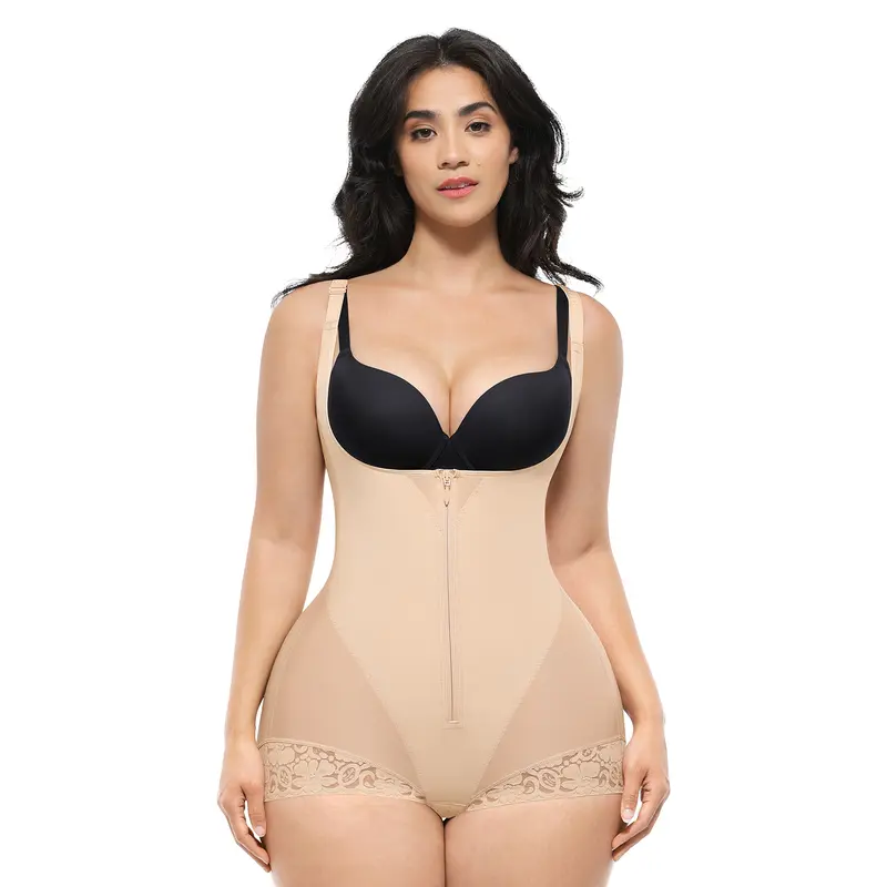 Shapellx Shapewear for Women Fajas Colombianas Tummy Control Body Shaper Open Bust Bodysuit with Hook Zipper Closure