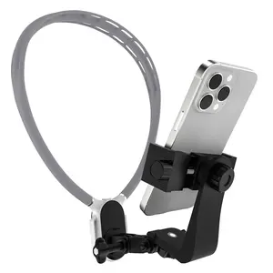 Neck Phone Holder, 1pc Adjustable Neck Mount Phone Holder, Soft Neck Band & Phone Clip, Hands-free Phone Holder for Video Blogging, Compatible with iPhone Samsung Google Pixel, Stand, Smartphone Holder