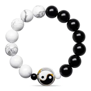 Black and White Tai Chi Bracelet - Elegant Design with Black and White Beads, Perfect for Daily Wear