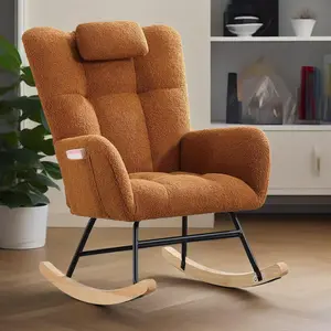 [FLASH SALE] Garvee Nursery Rocking Chair, Upholstered Baby Fluffy Glider Rocker, Reading Chair with High Backrest, Comfy Chairs for Living Room, Bedroom, Nursing