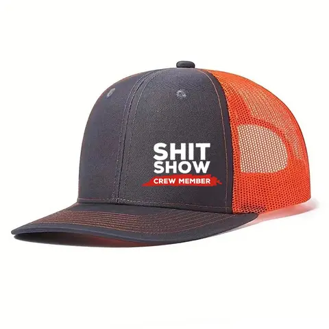 Unisex Baseball Cap Shit Show Crew Member Design, Comfortable Mesh Snapback Graphic Trucker Hat for Men and Women, Snapback Hats, Snapback Caps, Streetwear Hats, All Seasons Street Style Headwear