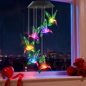 Valentines Day Gifts for Her Mom Grandma, Mother Birthday Gardening Hummingbird Gifts for Women,  Wind Chimes Solar Lights Outdoor Decor for Garden Patio Yard Porch