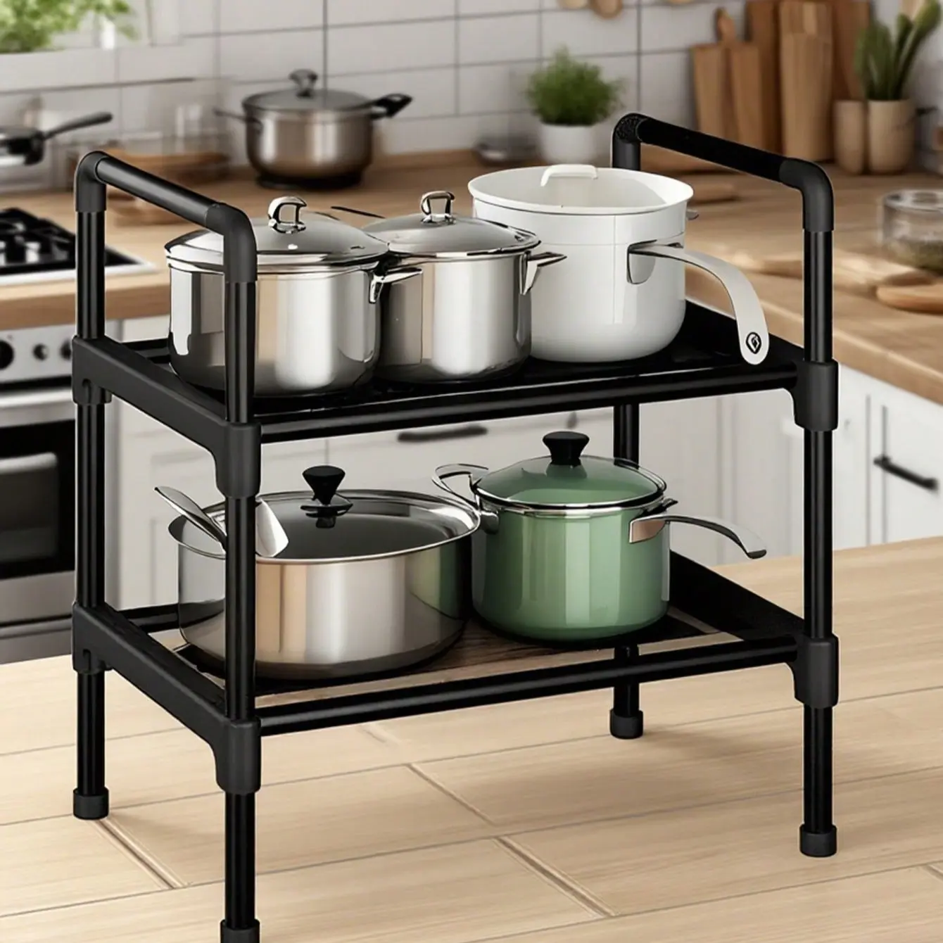 2-Tier Independent Shoe Rack/kitchen Shelf, Durable Space-Saving Design, Wide Simple Shoe Organizer, Shoe Storage Organizers for Kitchen, Entryway, Closet, Bedroom, Garage