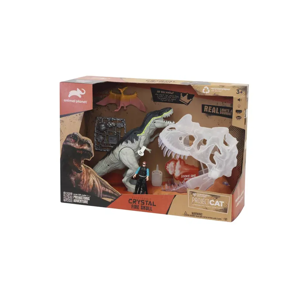 Animal Planet Crystal Fire Skull Dino Playset Light-Up Water Vapor Roaring Sound