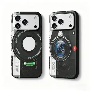 Retro Film Camera 3D Lens Print Phone Case for iPhone 17/16/15/14/13 Pro Max, Shockproof Slim Protective Cover, Vintage Photographer Aesthetic Bumper Case for Trendy Men Women, Cool 90s Fashion Case