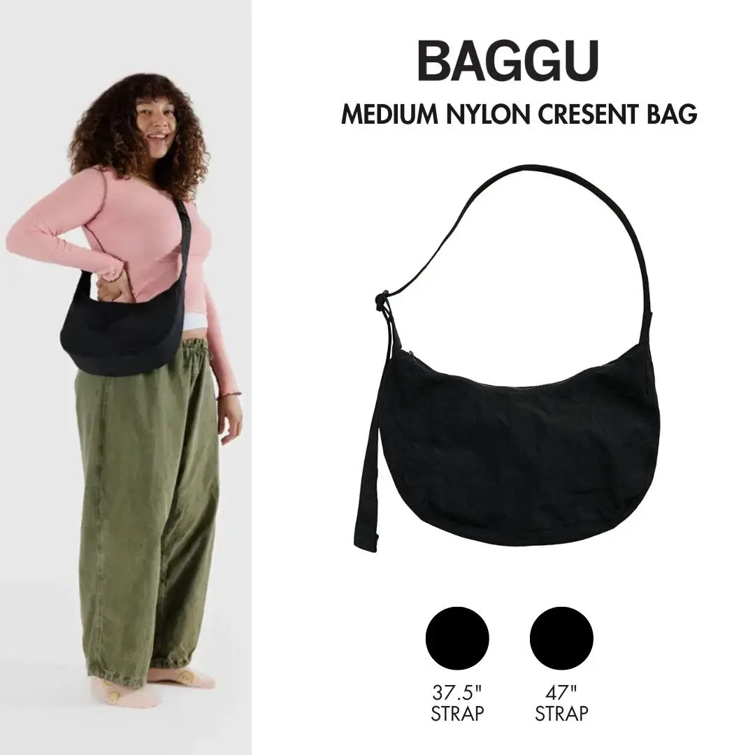 BAGGU Medium Adjustable Nylon Crescent Bag - Black - fall collection
